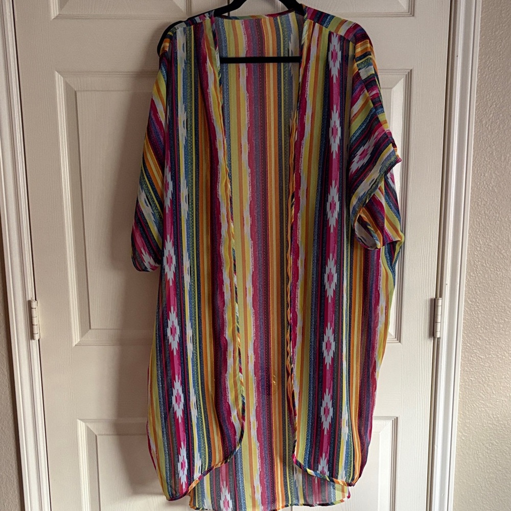 Colorful Striped Women's Swim Coverup